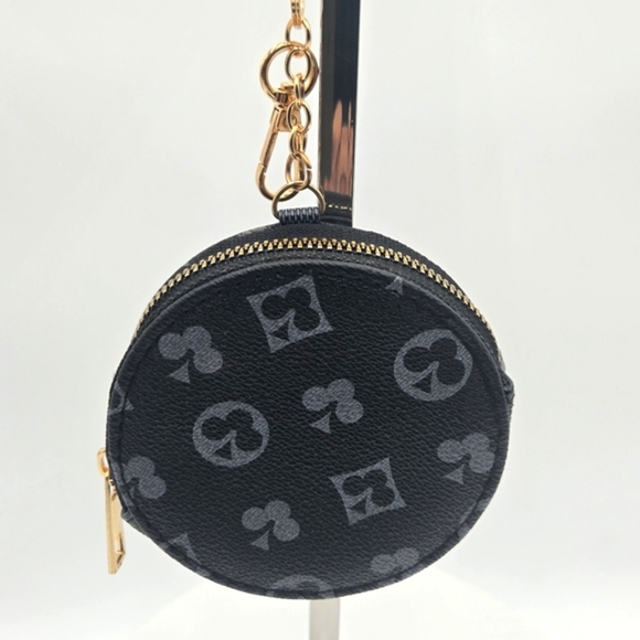 Black and Gray Monogram Coin Pouch - Picture 3 of 13